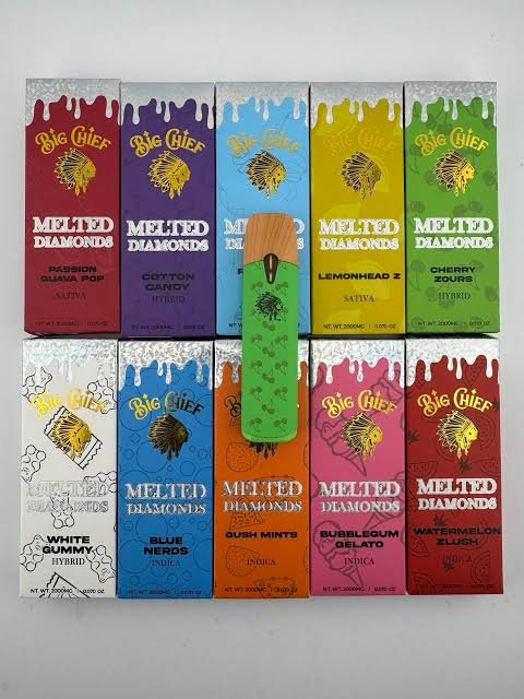 Big Chief Melted Diamonds mixed flavors lineup of ten 2G disposable devices